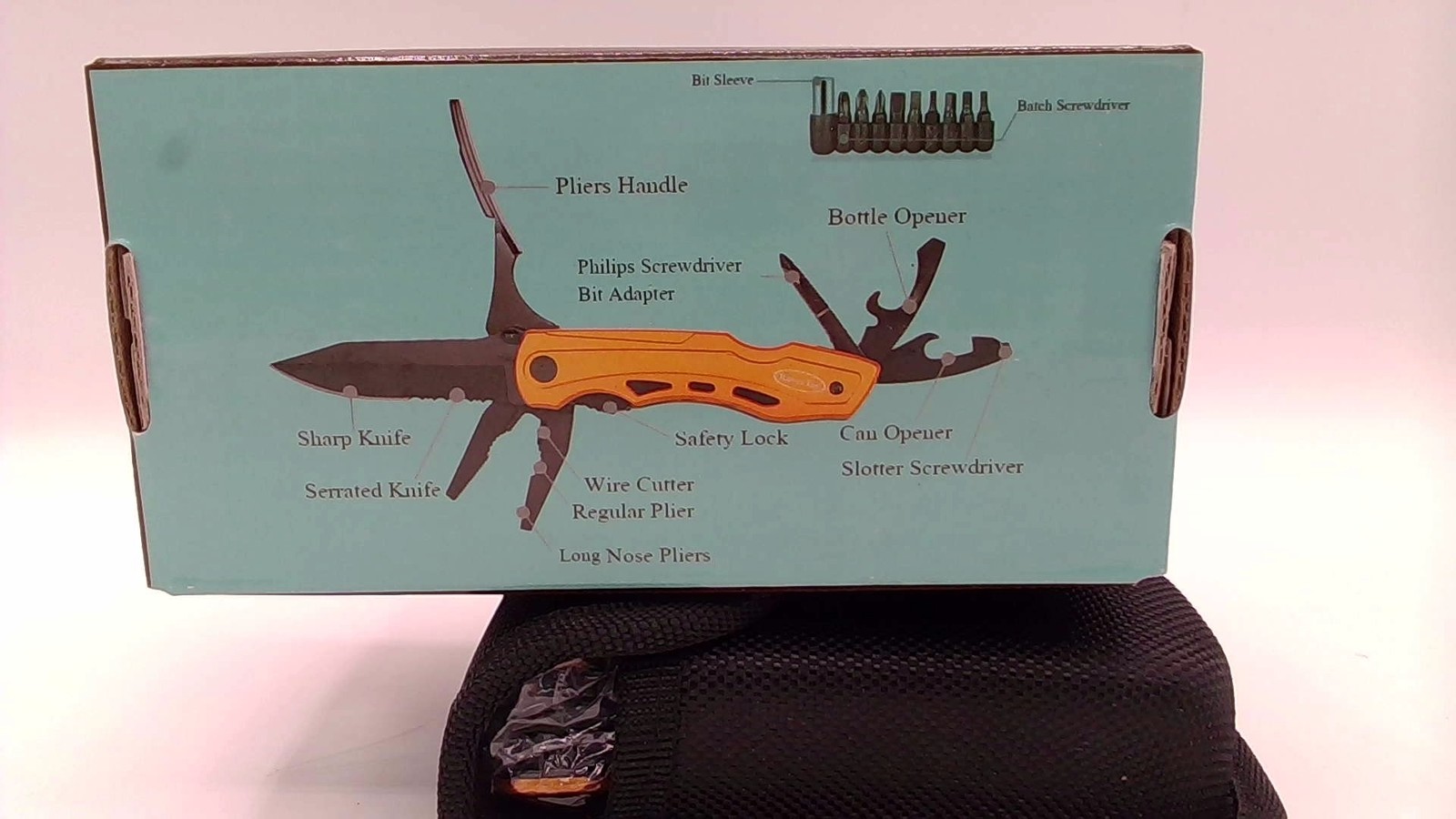 Yellow RoverTac Multitool Pocket Knife For Camping, Hiking, Survival Fishing