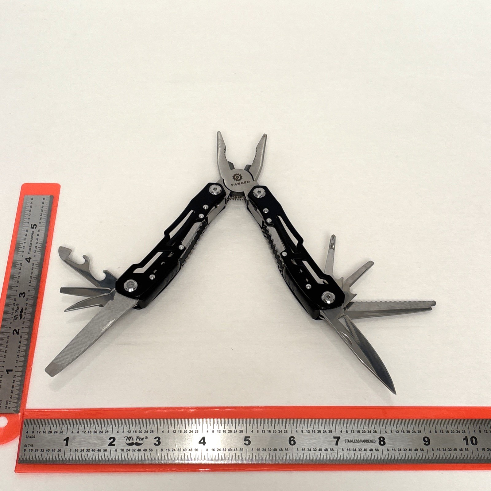 FANGFO Multi-Tool Black Tactical Heavy Duty Pocket Pliers EDC Tool w/ Sheath