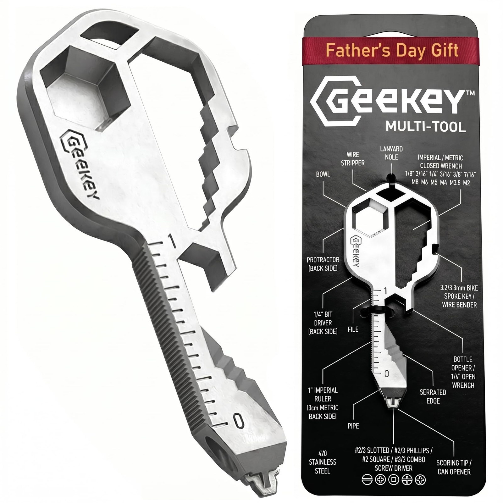 Keychain Multitool – Key Tool with 16+ Functions | Bottle Opener Keychain, ED…
