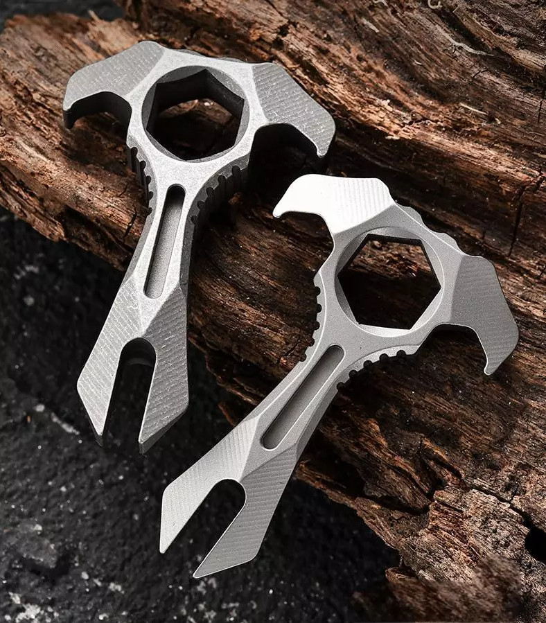 Titanium Alloy Pry Bar Crowbar Wrench Can Opener EDC Outdoor Portable Multi Tool