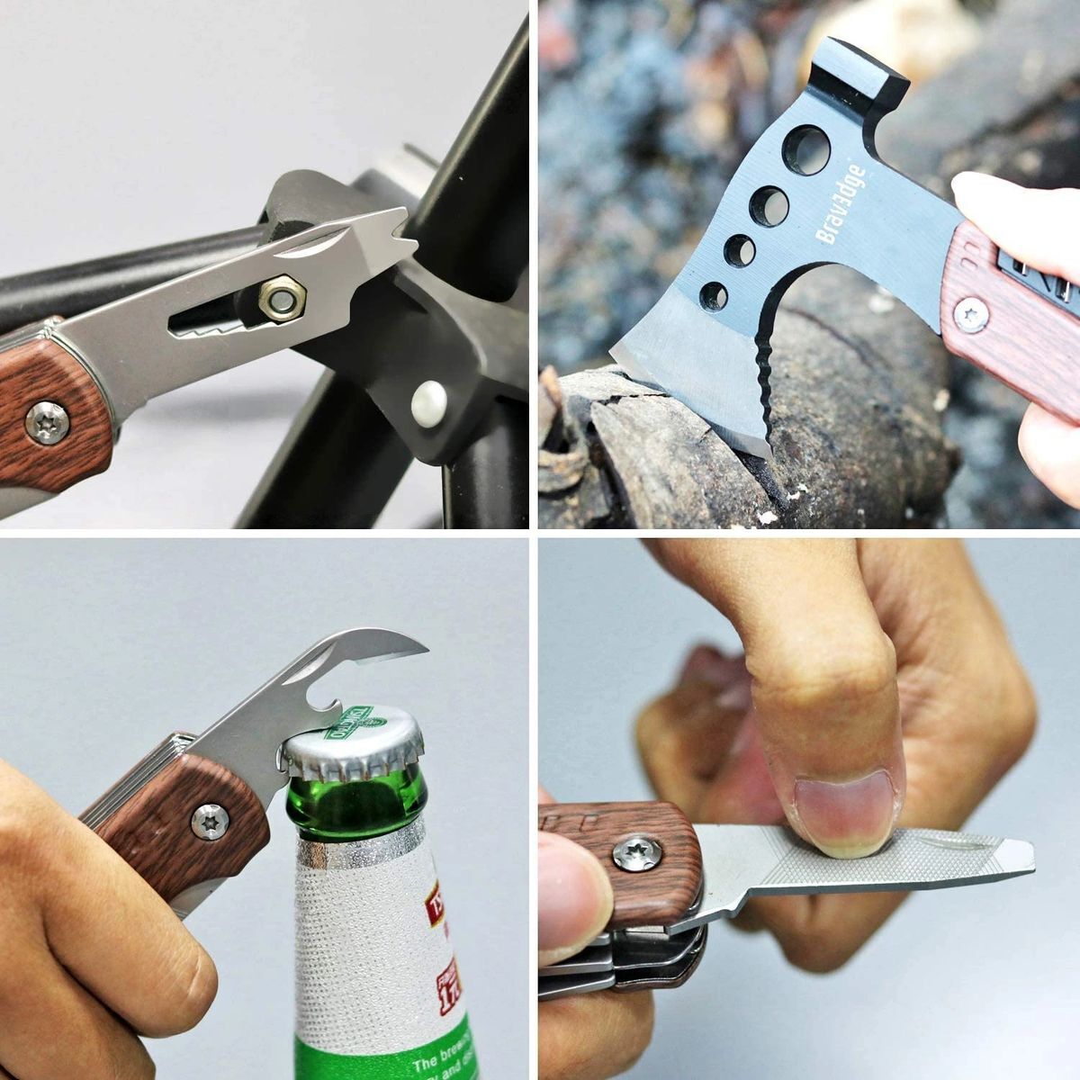 Bravedge BRD-001 Multitool Axe Tool, A Go-Bag MUST, Knife-Opener-Screwdriver Kit