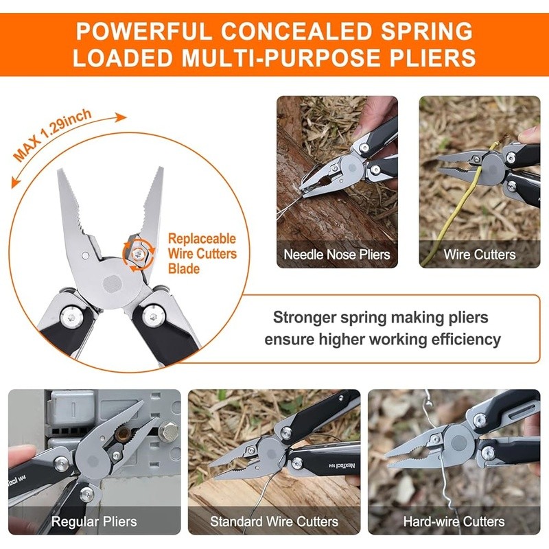 11-in-1 Adjustable Ratchet Wrench Multitool W/ Pliers Knife Saw EDC Tool New