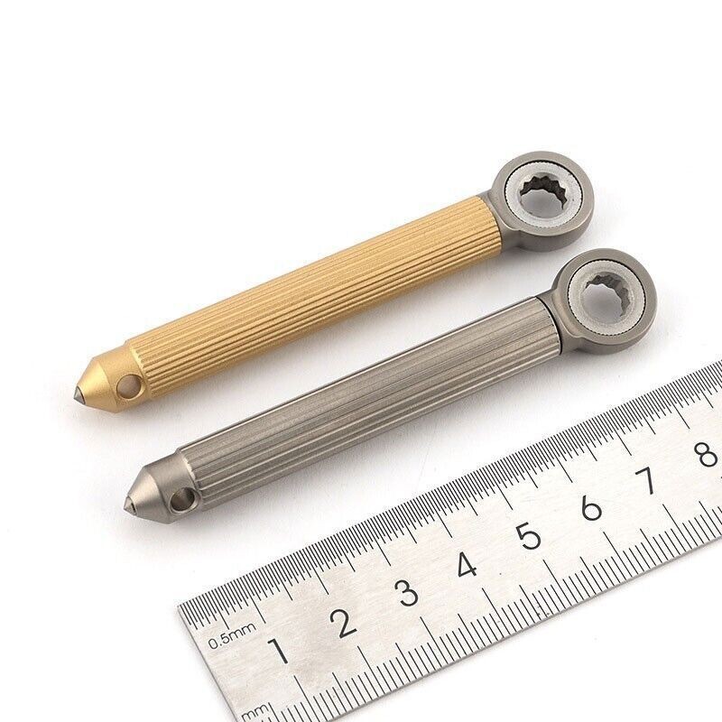 Titanium Brass S2 Steel Multi Tools Card Screwdriver Pocket EDC Outdoor Keychain