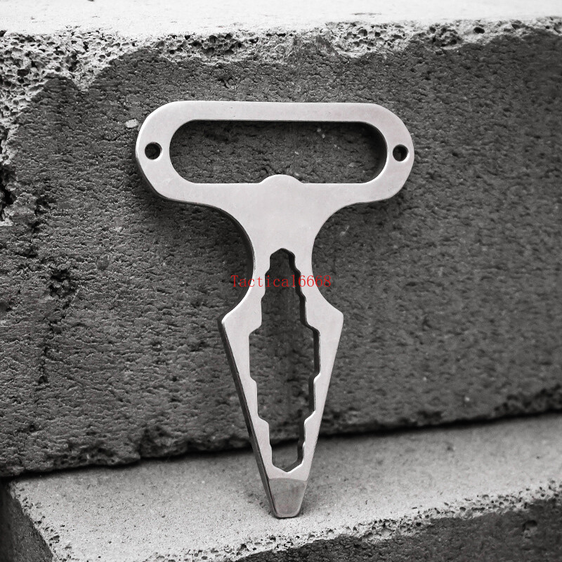 EDC Stainless Steel Wrench Bottle Opener Key Chain Ring Crowbar Pry Bar