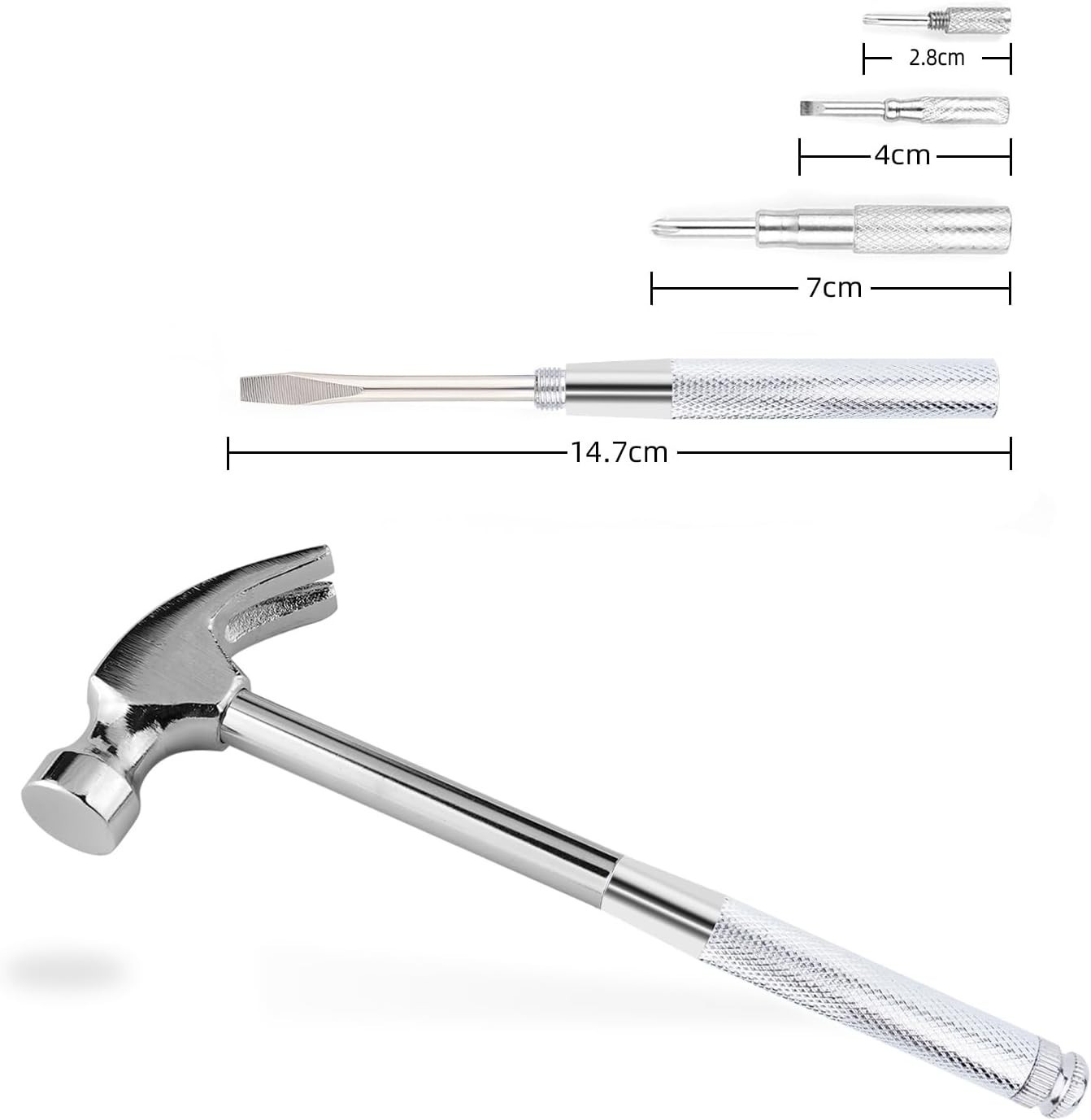 Mini Metal Hammer 6 in 1 with Slotted/Flat Head Phillips Screwdriver Claw Ham…