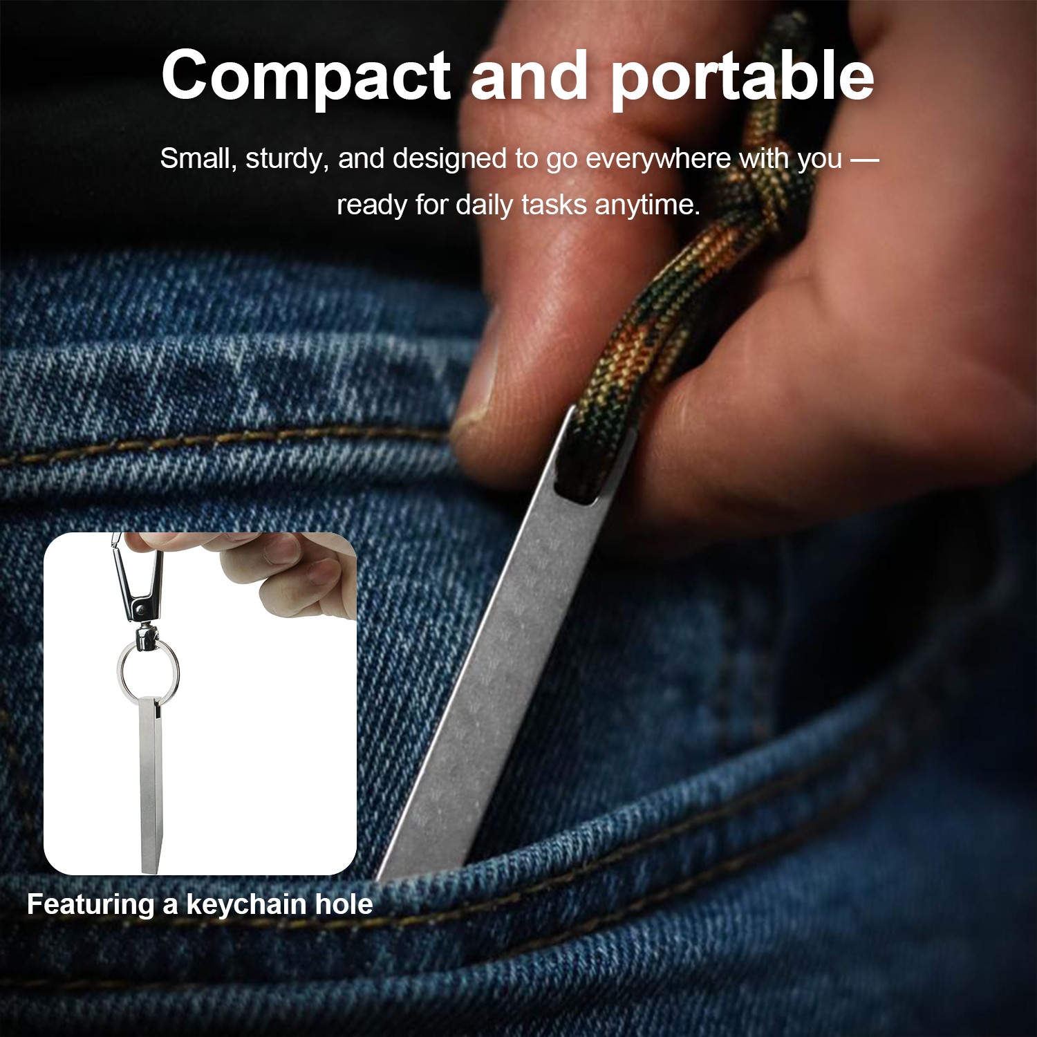 EDC Pry Bar – Mini Keychain Prybar for Every Day Carry, Small Prybar Multitool