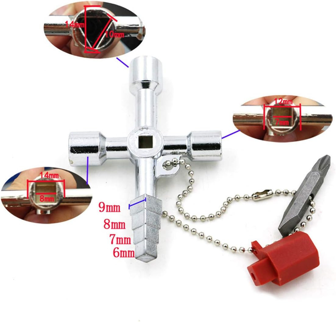4 in 1 Universal Cross Triangle/Square/Round Key, 4 Ways Multifunction Alloy Key