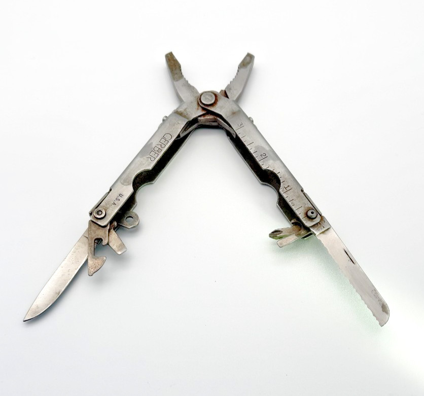 Gerber USA Vintage Multi-Tool Pliers w/ Knife, Saw, File & Ruler – Made in USA