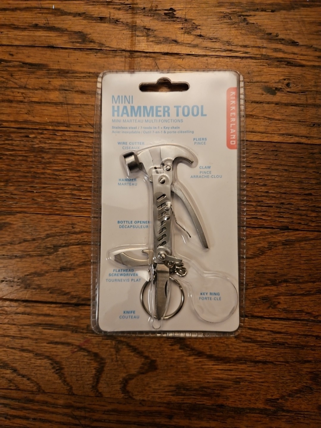 Kikkerland Wood Mini Hammer Tool 7-in-1 Multi Tool Mini Hammer KR13