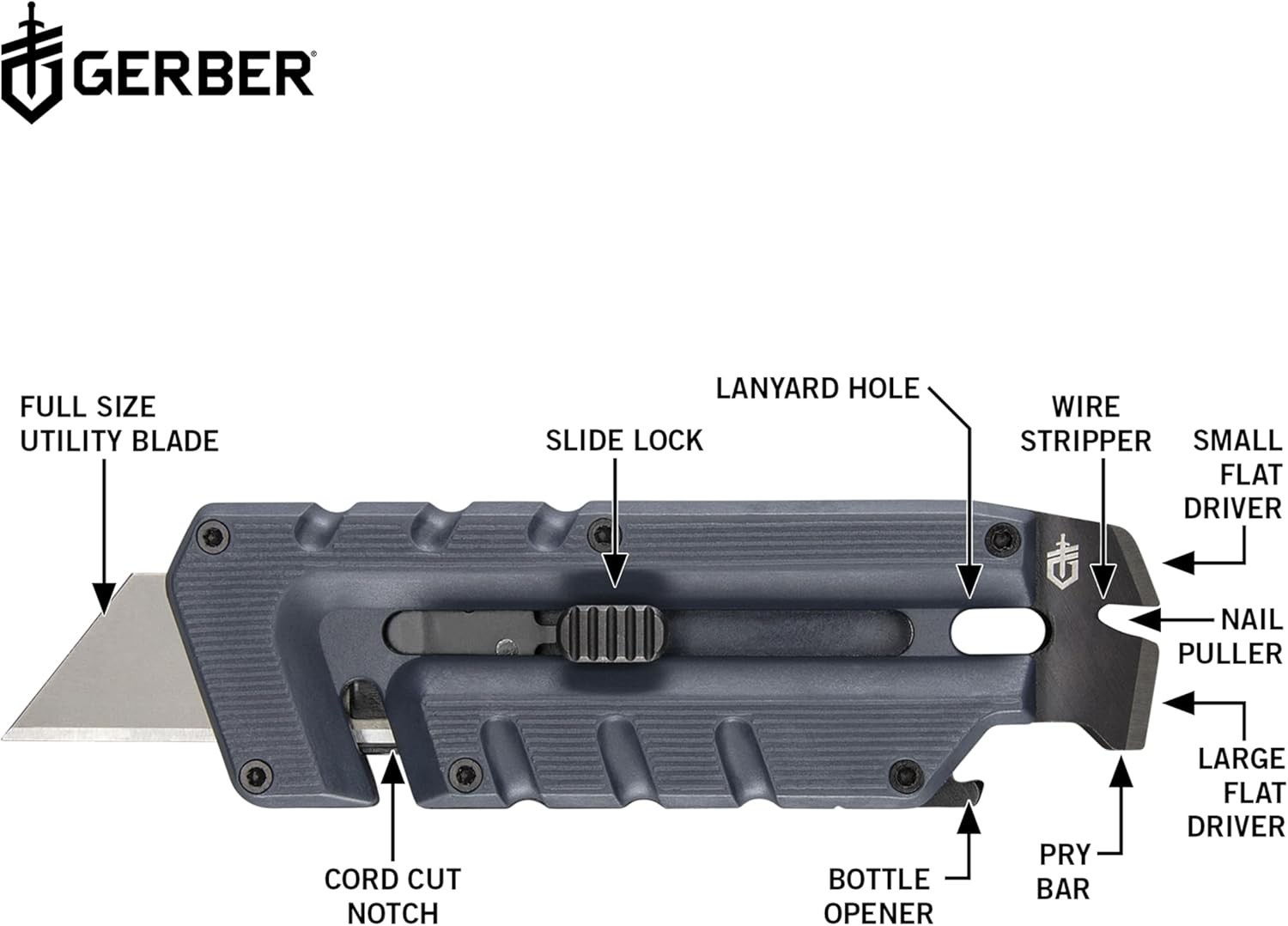 Gerber Prybrid Utility Knife – Multi Tool Razor Box Cutter Pry Bar w/ Pocket Cli