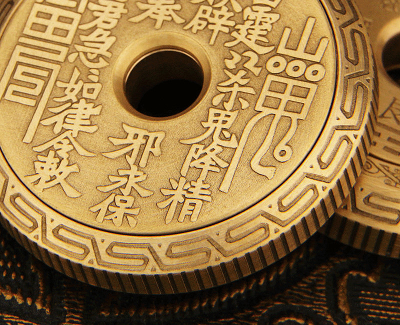 Solid Brass Fidget Slider Clicker Coin Tai Chi Haptic for Adult EDC Lucky Toys