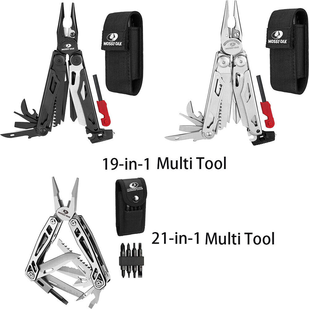 MOSSY OAK 21-in-1/19-in-1 Multitool Stainless Steel MultiTool Plier Pocket Knife