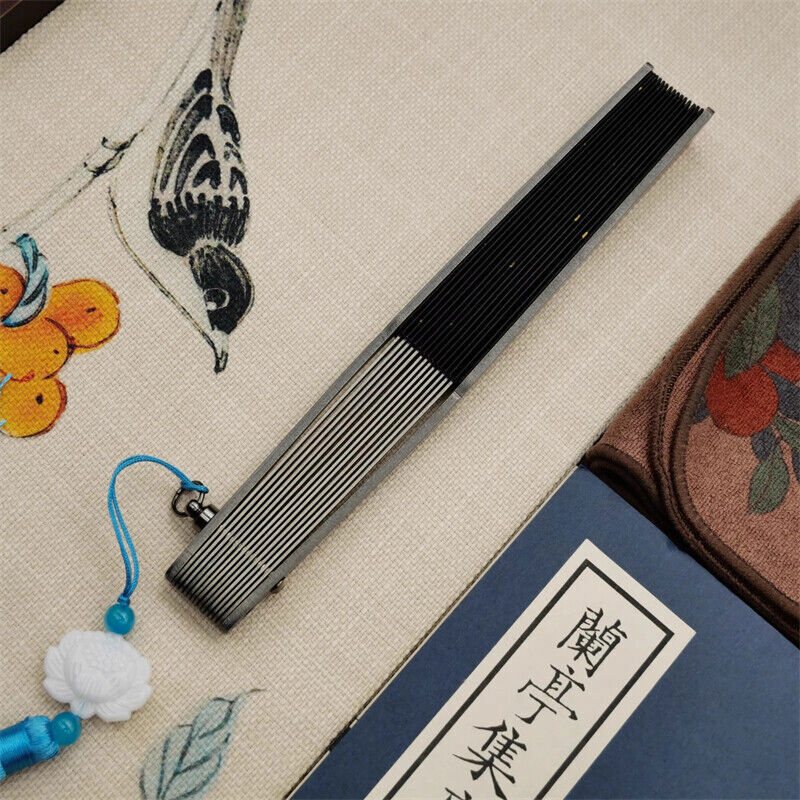 Titanium Alloy Folding Fan Martial Arts Portable Carving Kung Fu Tai Ji 6”