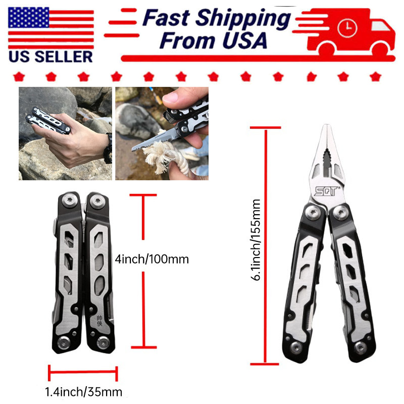 1pc Portable Stainless Steel MultiTool Plier Camping Outdoor Knife Gift For Men