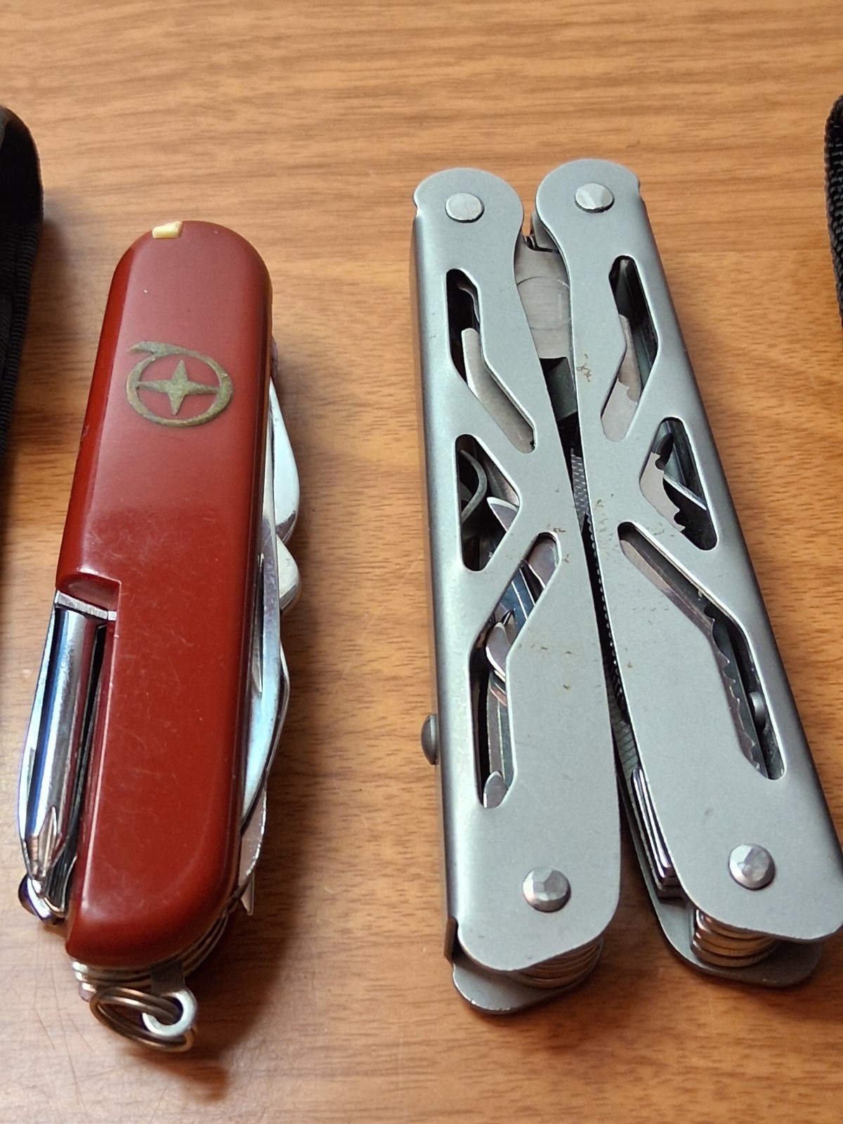 Lot of 2 Multi Tools Ozark Trail 12-in-1 and “Q” 13-Tool Camp Knife with Sheaths