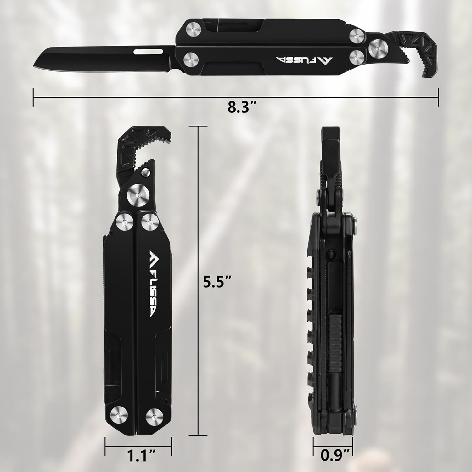 FLISSA Multitool Wrench, Gift for Men, 16-IN-1 EDC Multi-tool with Self-Adjustin