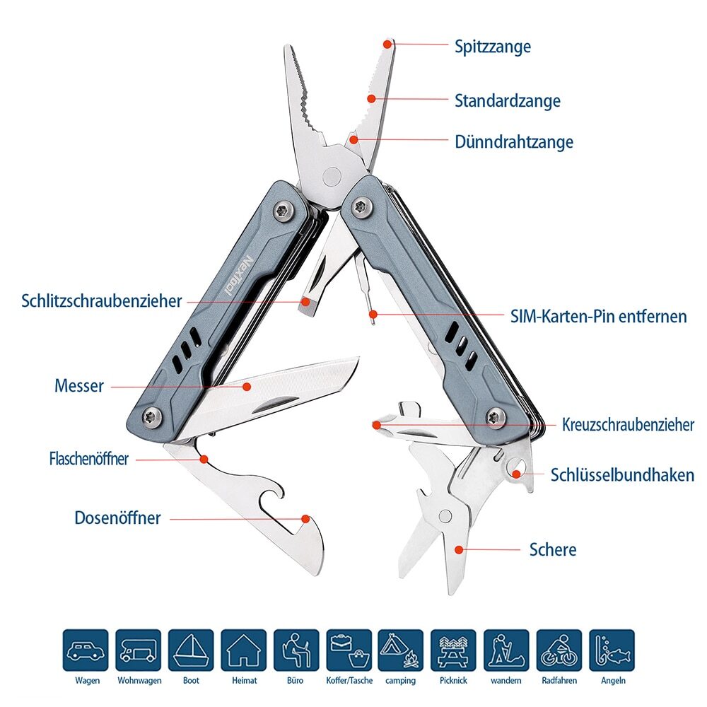 Mini Sailor 11-In-1 Multi-Function Tools 6.7cm Pocket Multitool Pliers