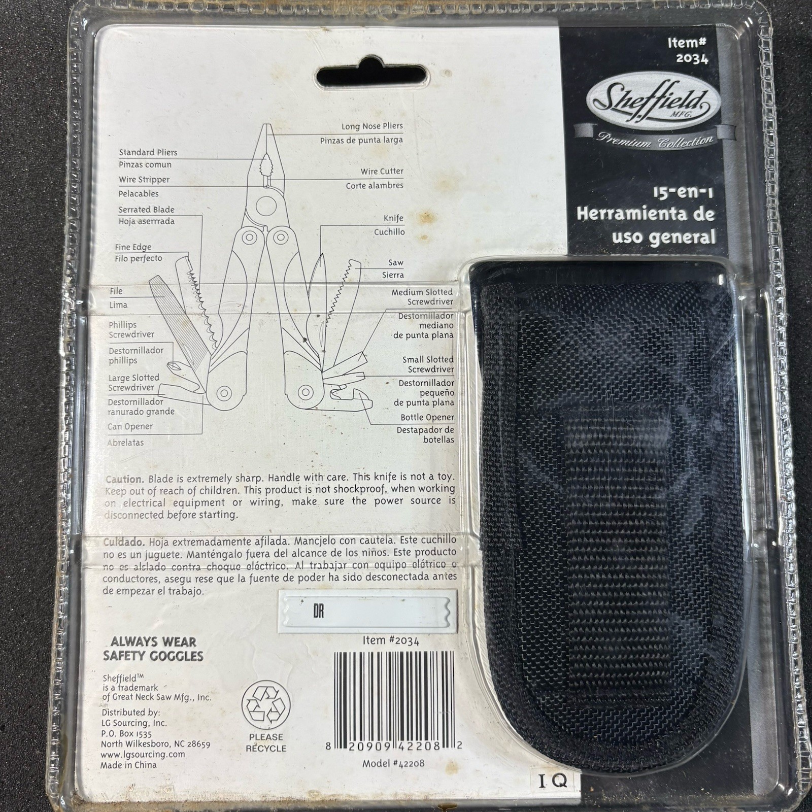 Sheffield Multi Tool 15 in 1 Stainless Steel w/ Pouch NEW Model 42208 Pliers