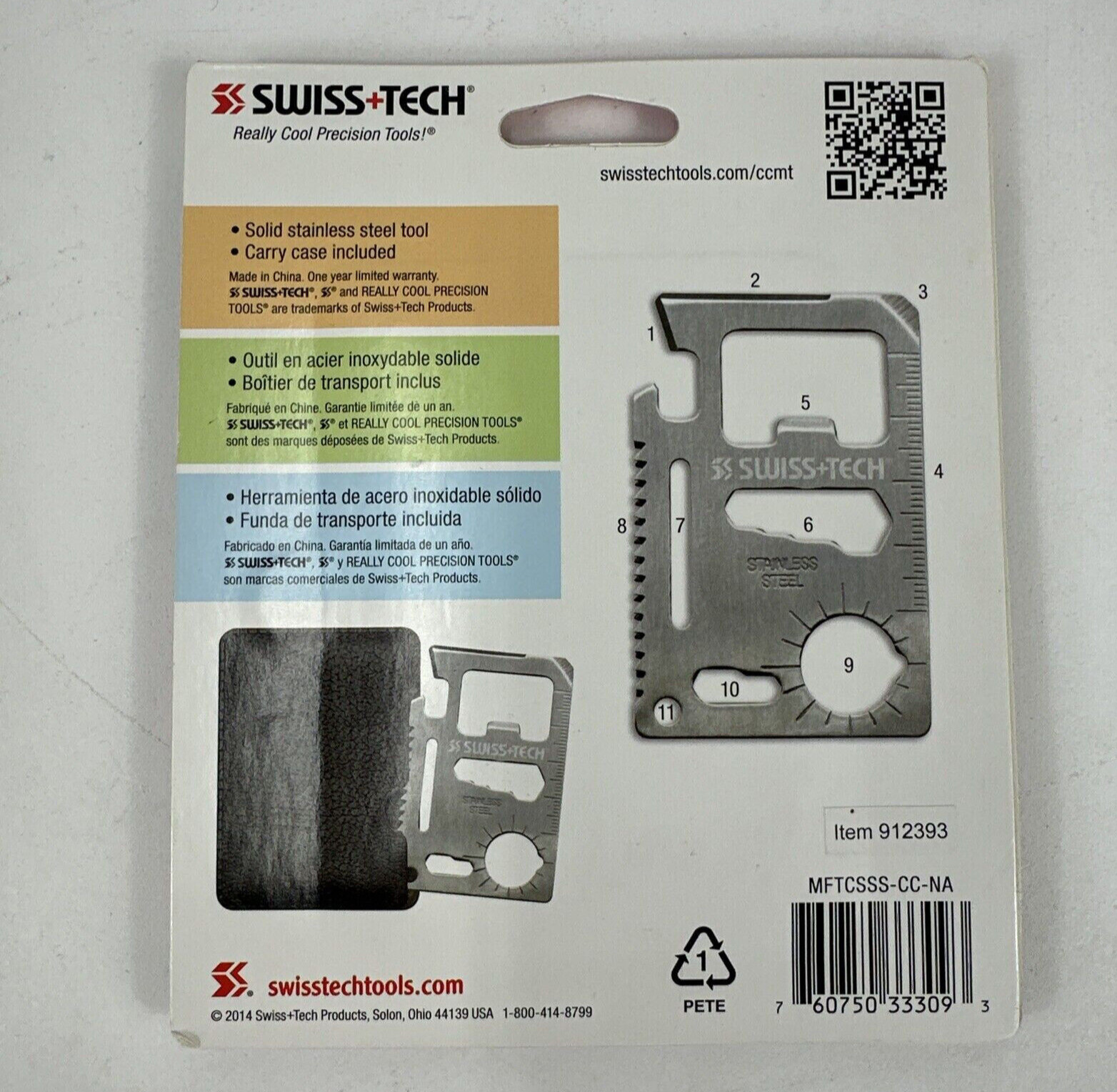 SWISS + TECH CREDIT CARD MULTI TOOL STAINLESS STEEL Survival 11/1