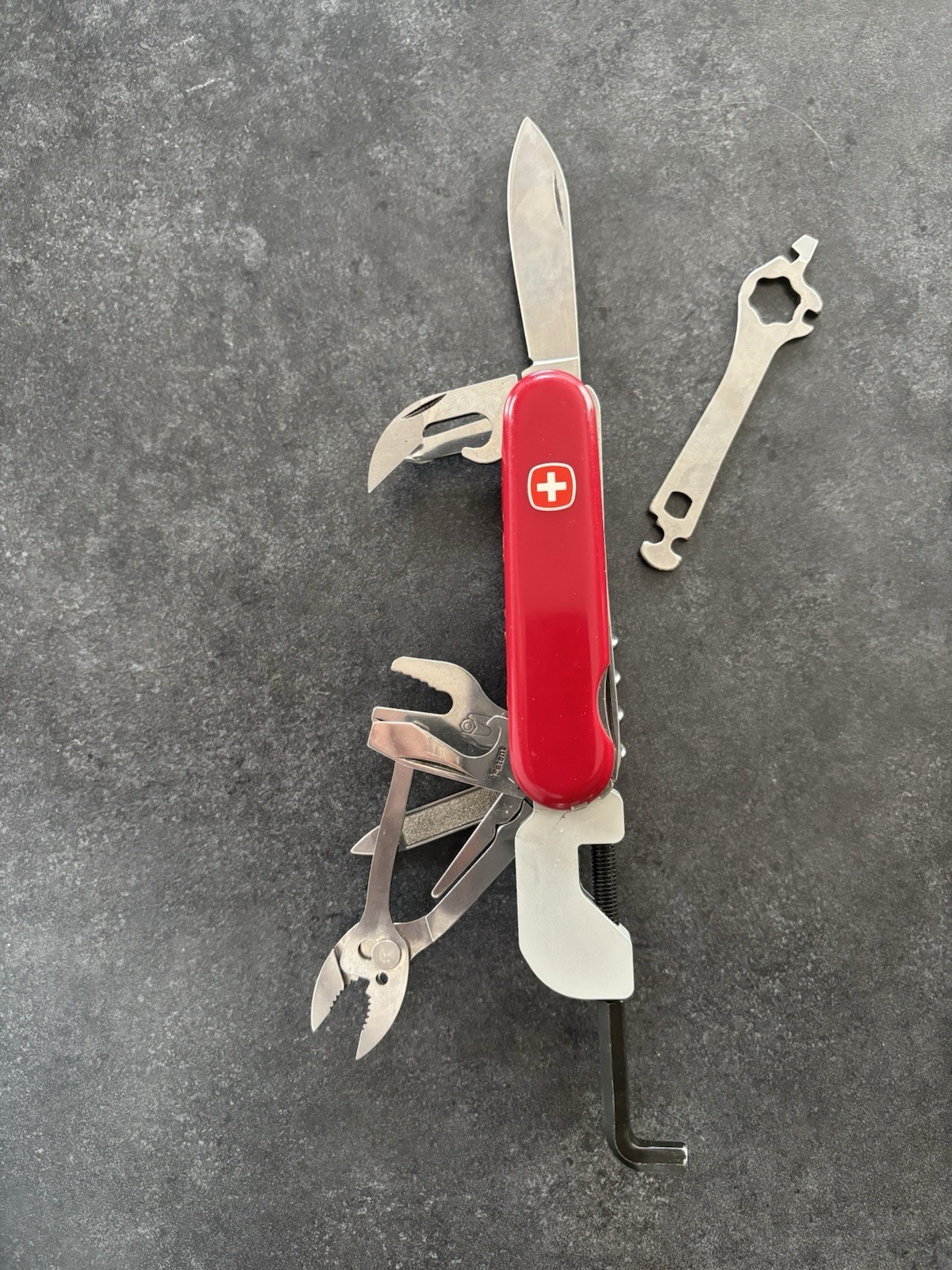 Wenger Red Stainless Bicycle Multi-Tool Knife w/ Pliers Corkscrew Openers