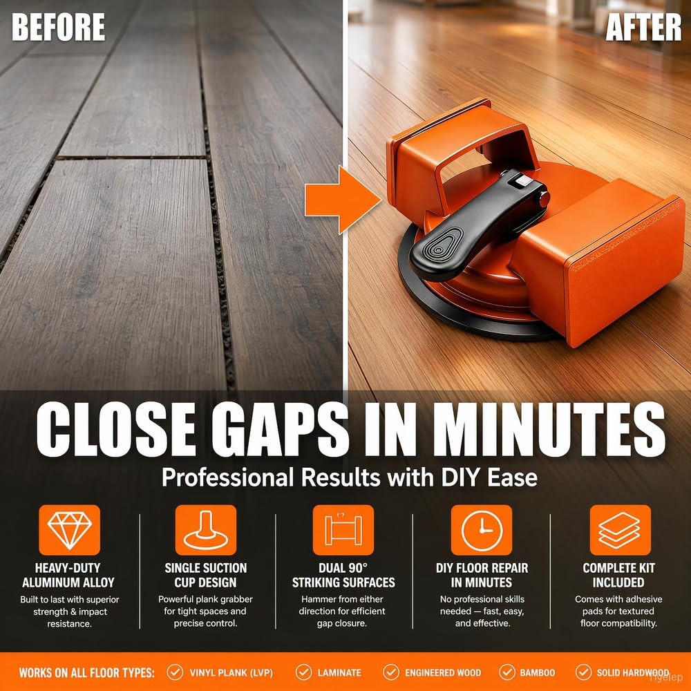 Heavy Duty Floor Gap Fixer Tool, Iron Construction with Enhanced Suction Cup