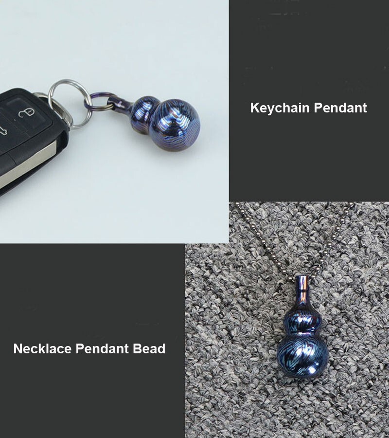 New Titanium Timascus Waterproof Pill Container Gourd Box Keychain Pendant EDC