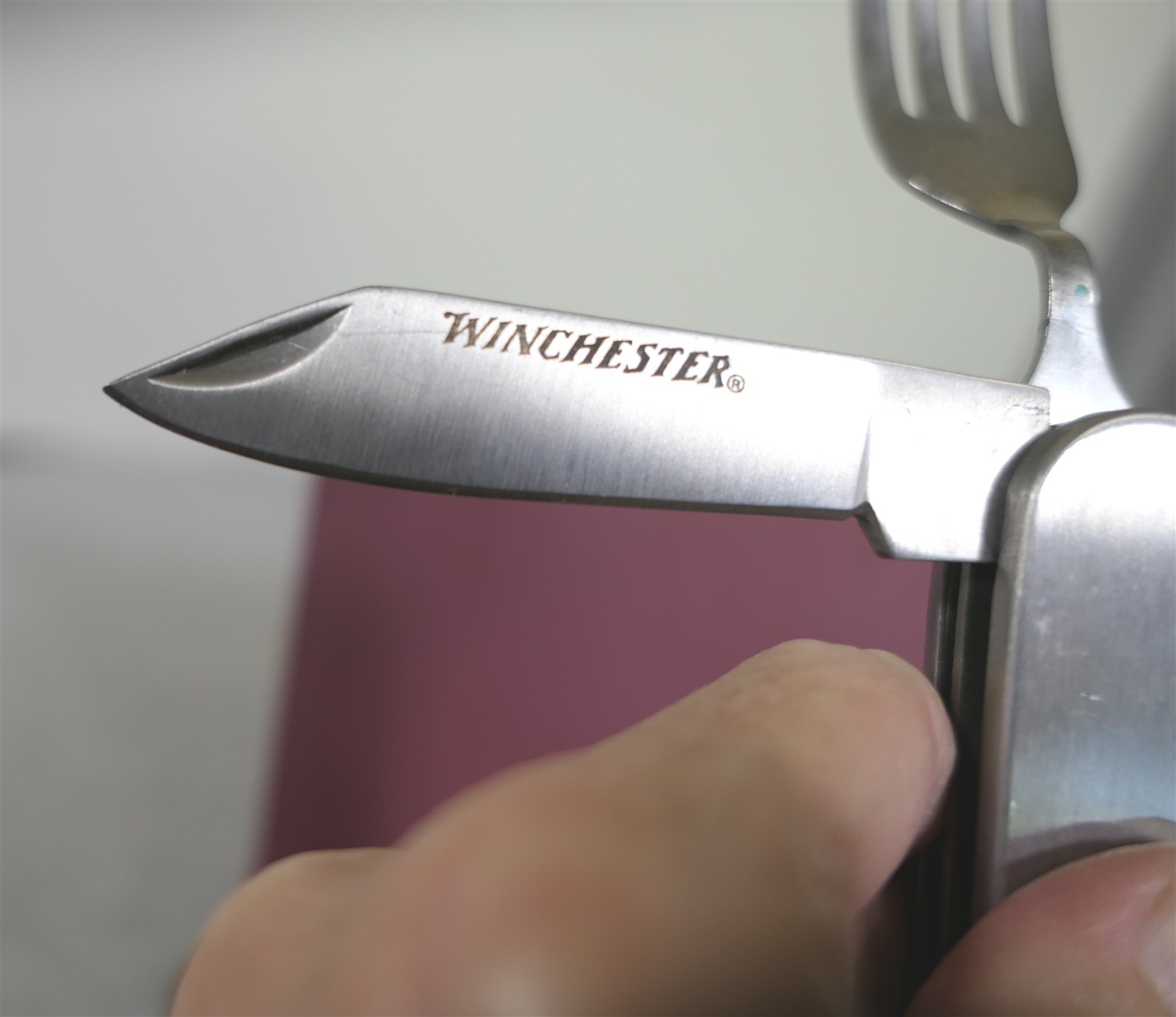 Winchester Steel Camping Utensil 5-in-1 Pocket Knife Fork Spoon Corkscrew Opener