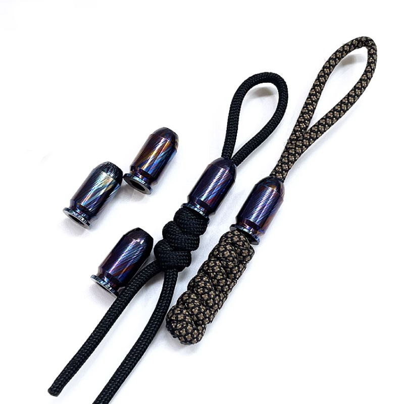 EDC Titanium Damascus Parachute Cord DIY Bead Necklace Keychain Pendant Lanyard