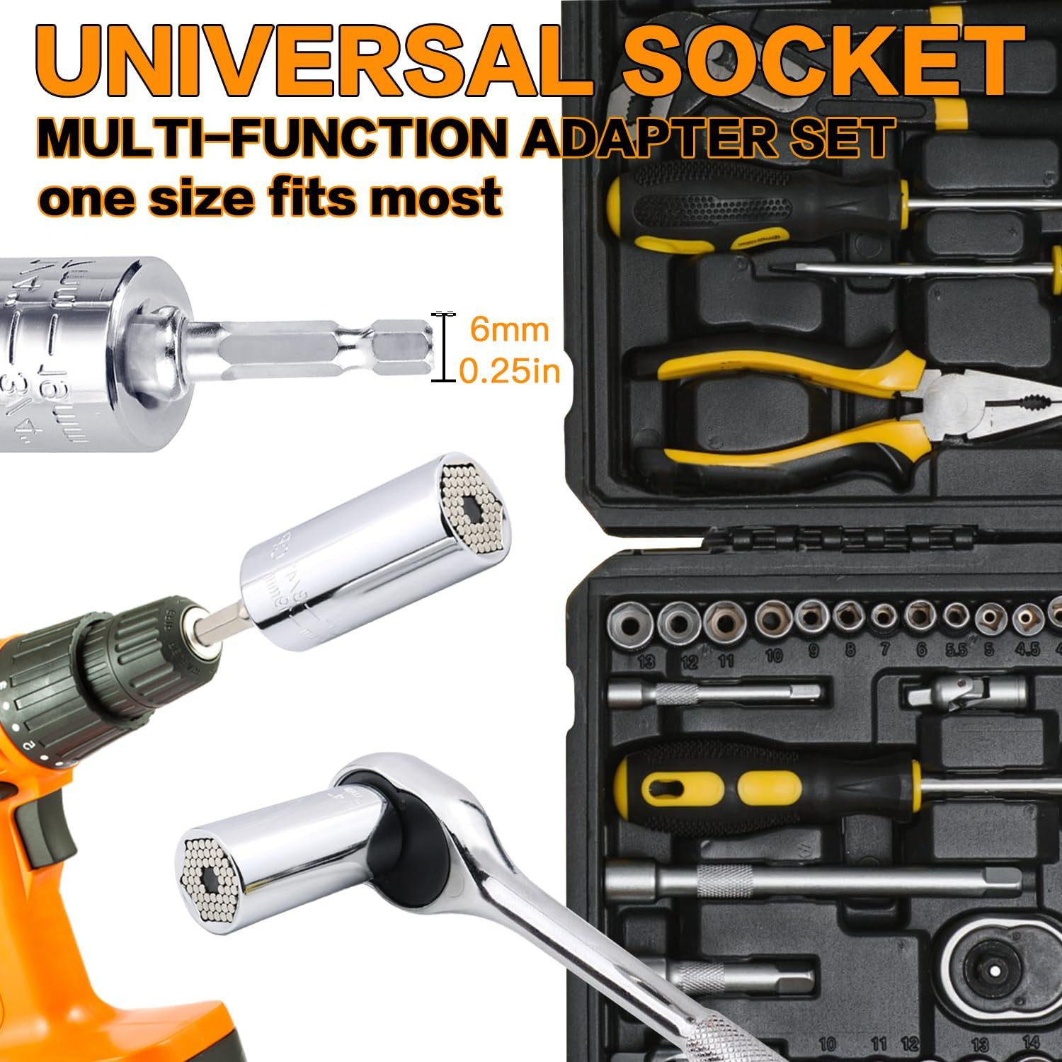 Universal Socket Tool with Power Drill Adapter – Ideal Gifts for Men