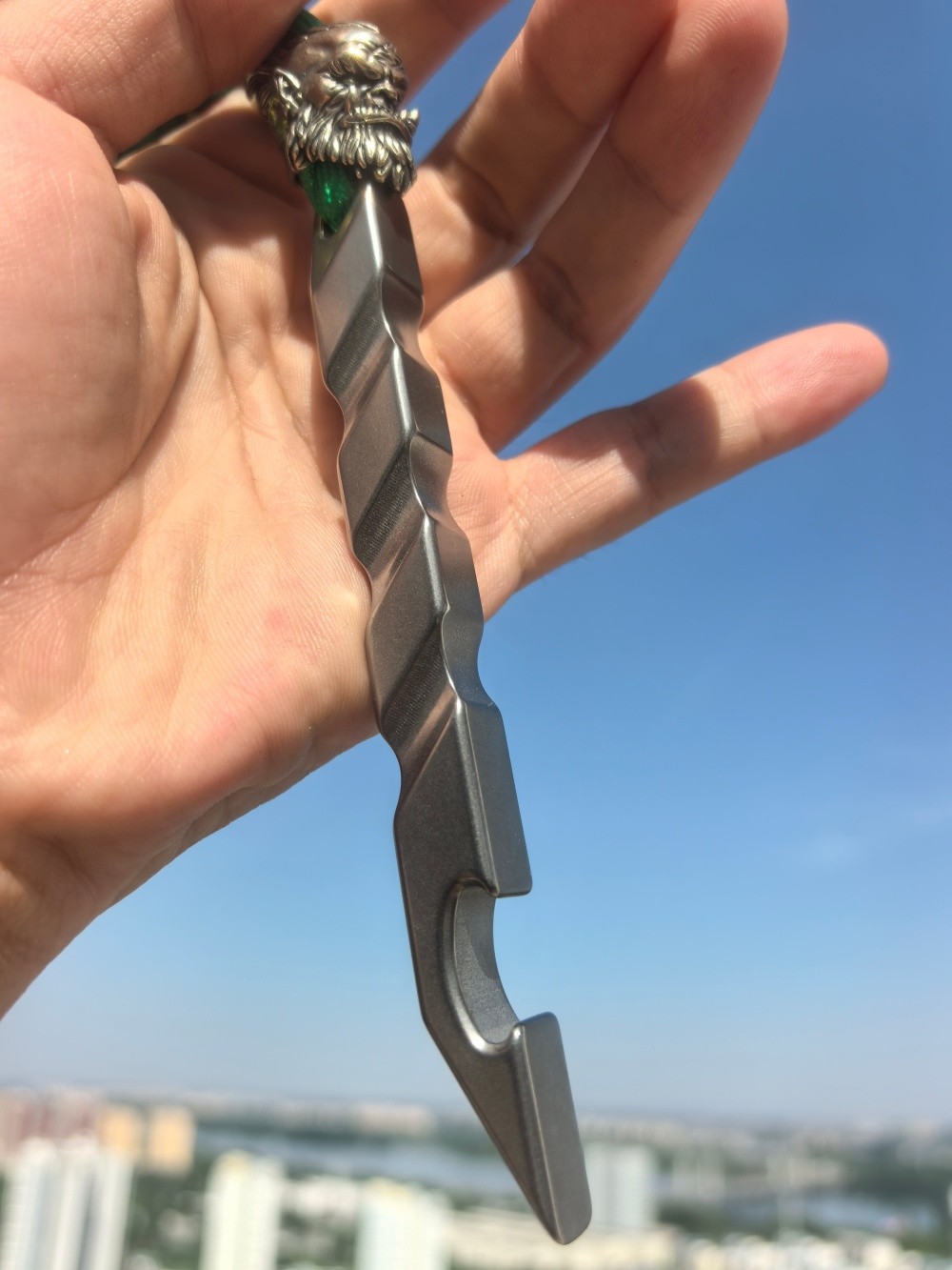 TC21 Titanium alloy pry bar Non-slip handle White copper pendant Rugged EDC Tool