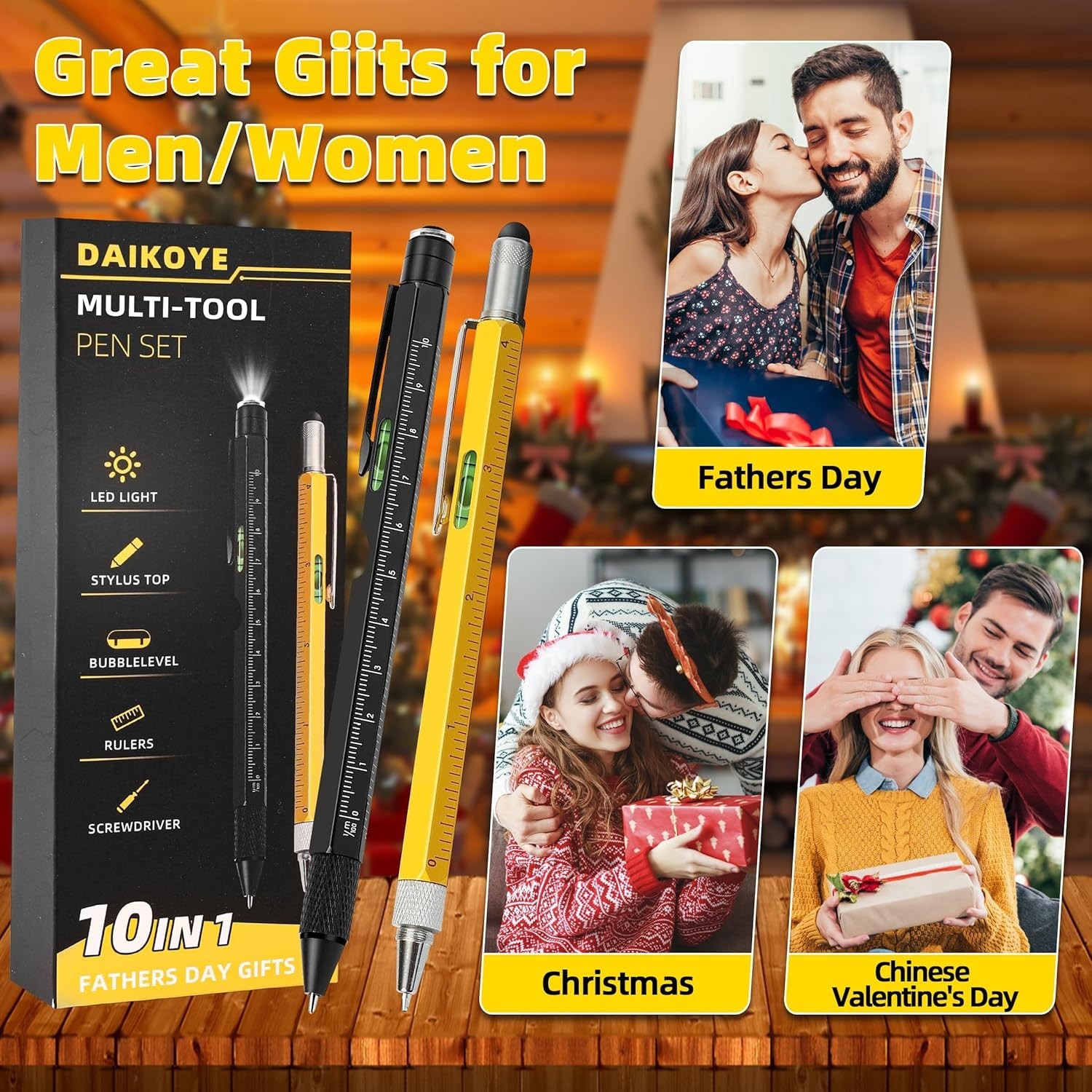 10 in 1 Multi Tool Pen Set – Christmas Gifts for Dad, Grandpa, Men – Stocking St
