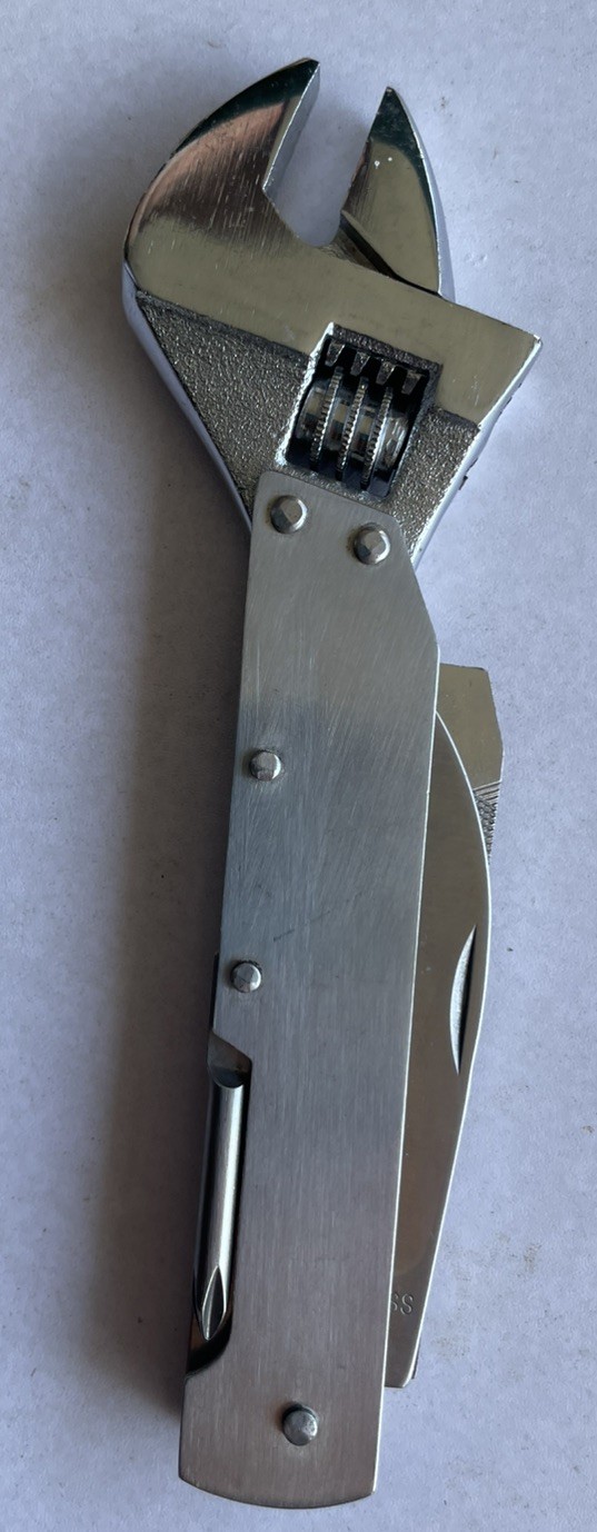 Adjustable Wrench Multi Tool w/ Screwdriver Knife Stainless 6”