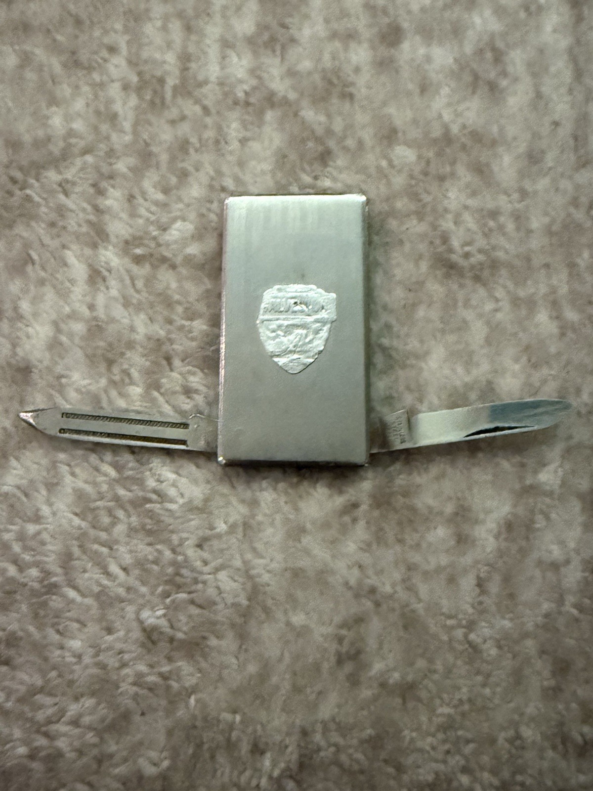 Vintage Money Clip Pocket Knife Silver Tone Galveston