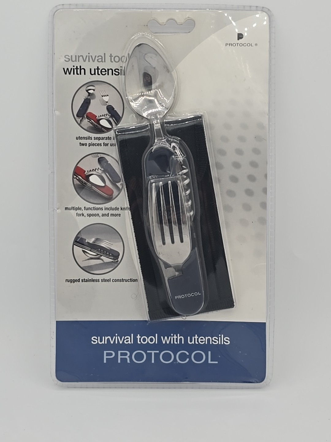Protocol Survival Multi Tool with Utensils That Separate for Use, New In Package