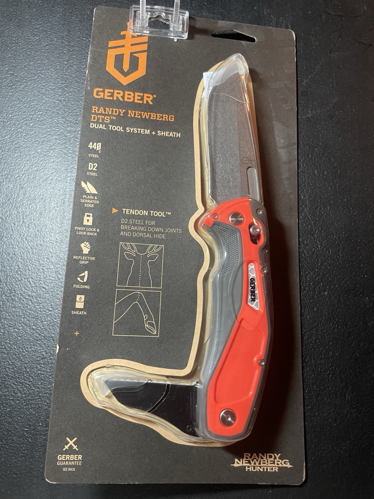 Gerber Randy Newberg DTS KnifeDual Tool System w/Sheath,Orange/Black New Gift