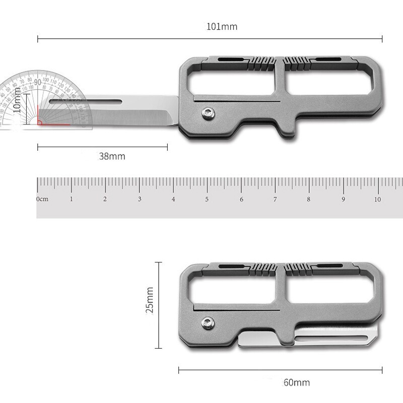 Titanium Pocket Folding Blade Knife Carabiner Outdoor Camping Keychain EDC Tool