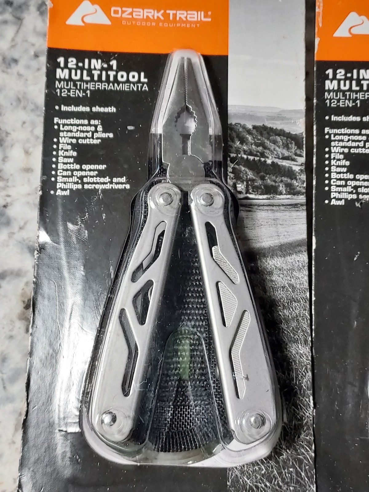 2 NEW Ozark Trail 12-in-1 Multi Tool with Sheath – pliers, knife, saw, file