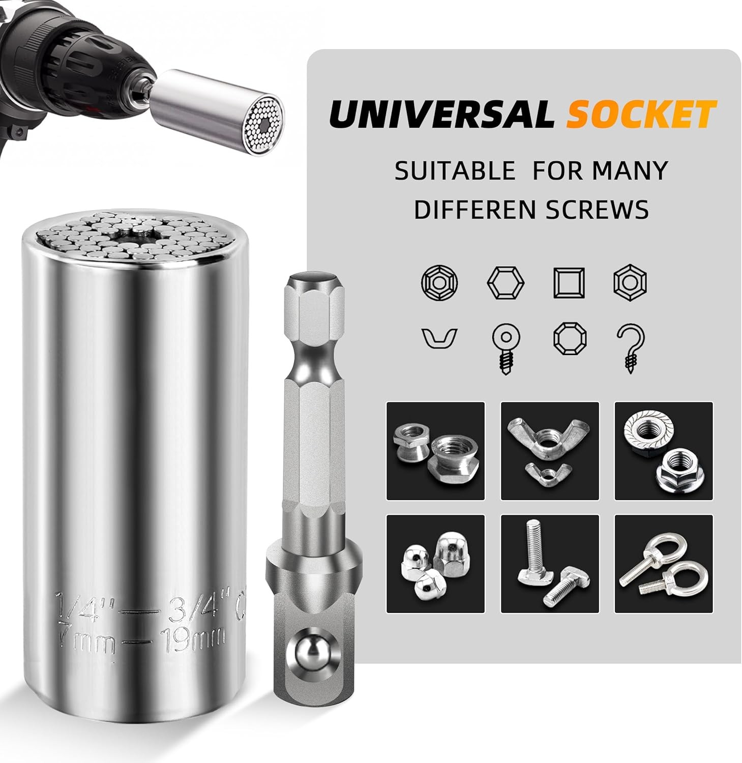 Universal Socket Wrench Adapter Set Multi Function Grip Tool Kit Gift for Men