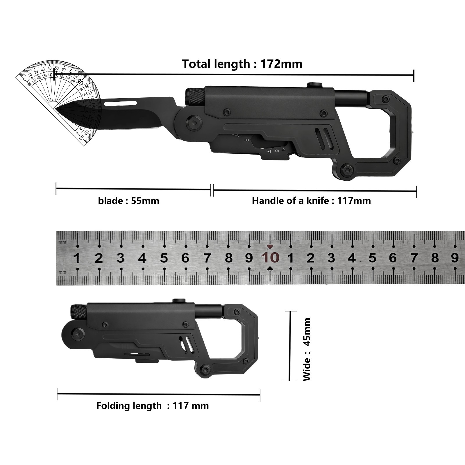 Outdoor Folding Knife EDC Multi Tool Carabiner Camping Survival Gear free ship