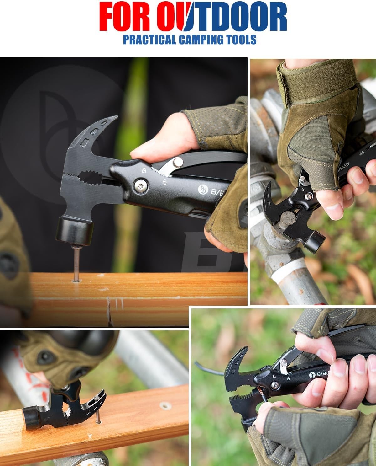 BIBURY Valentines Day Gifts for Him, 12 in 1 Multitool Hammer with Snowflake Too