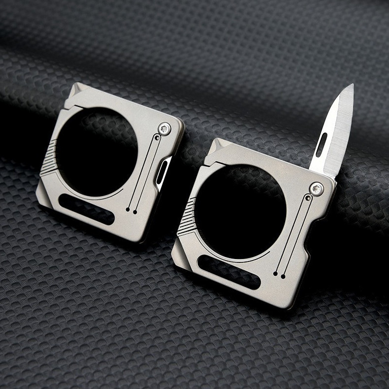 Titanium Alloy Keychain Carabiner Cutter Knife Outdoor Travel Camping Tool A++++
