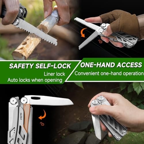 14-in-1 Stainless Steel Multi-Tool Pliers, EDC Utility Tool with Knife & Scissor