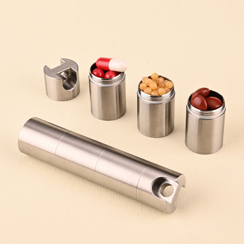 Outdoor Waterproof Pill Case Key Chain Capsule Seal Container Survival Box EDC