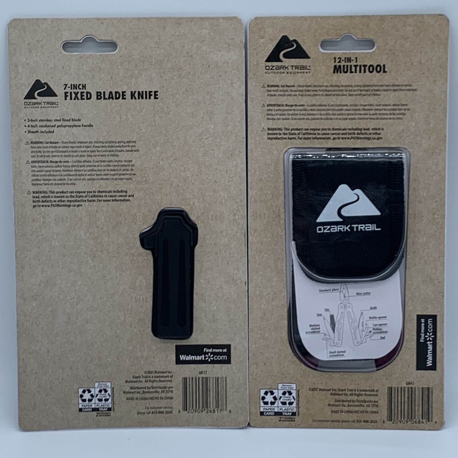 Ozark Trail 12 In 1 Multitool & 7″ Burgundy Stainless Steel Knife With Sheaths
