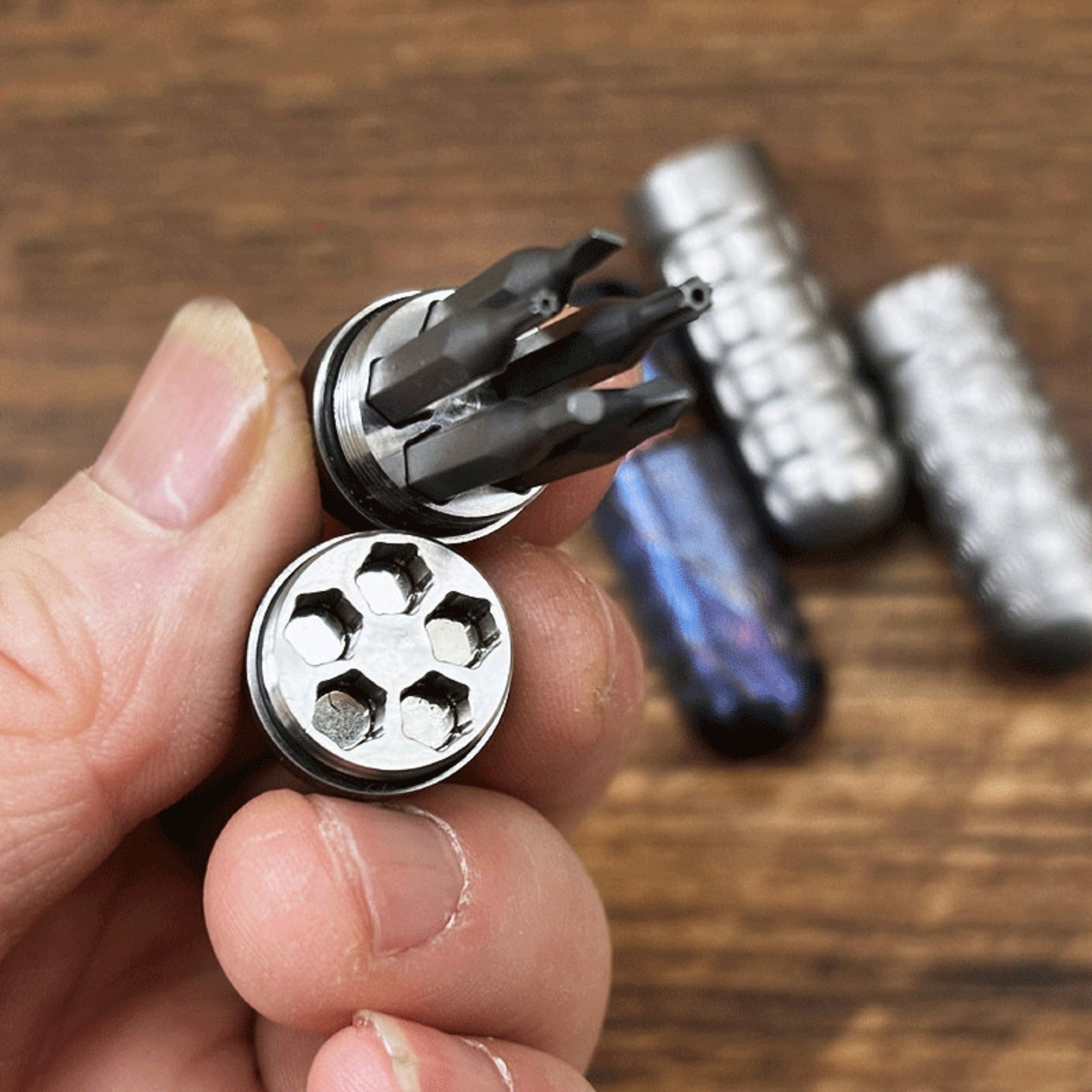Titanium Pocket Mini Waterproof Holder with Bits Portable Outdoor EDC Multi Tool