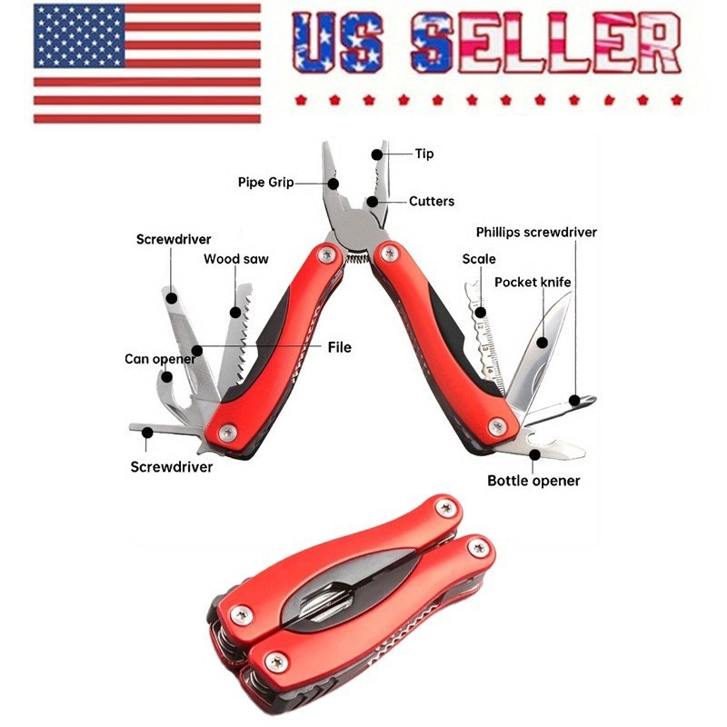 Outdoor Survival Tool 12 in 1 Folding EDC Kit Pocket Multi Tool Stainless Steel