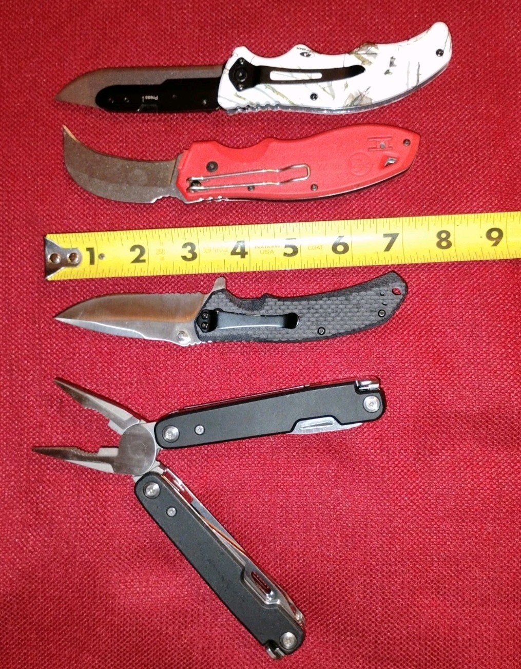 Mossy Oak multitool & razor, Milwaukee & Unbranded tactical knife 4pc lot VG