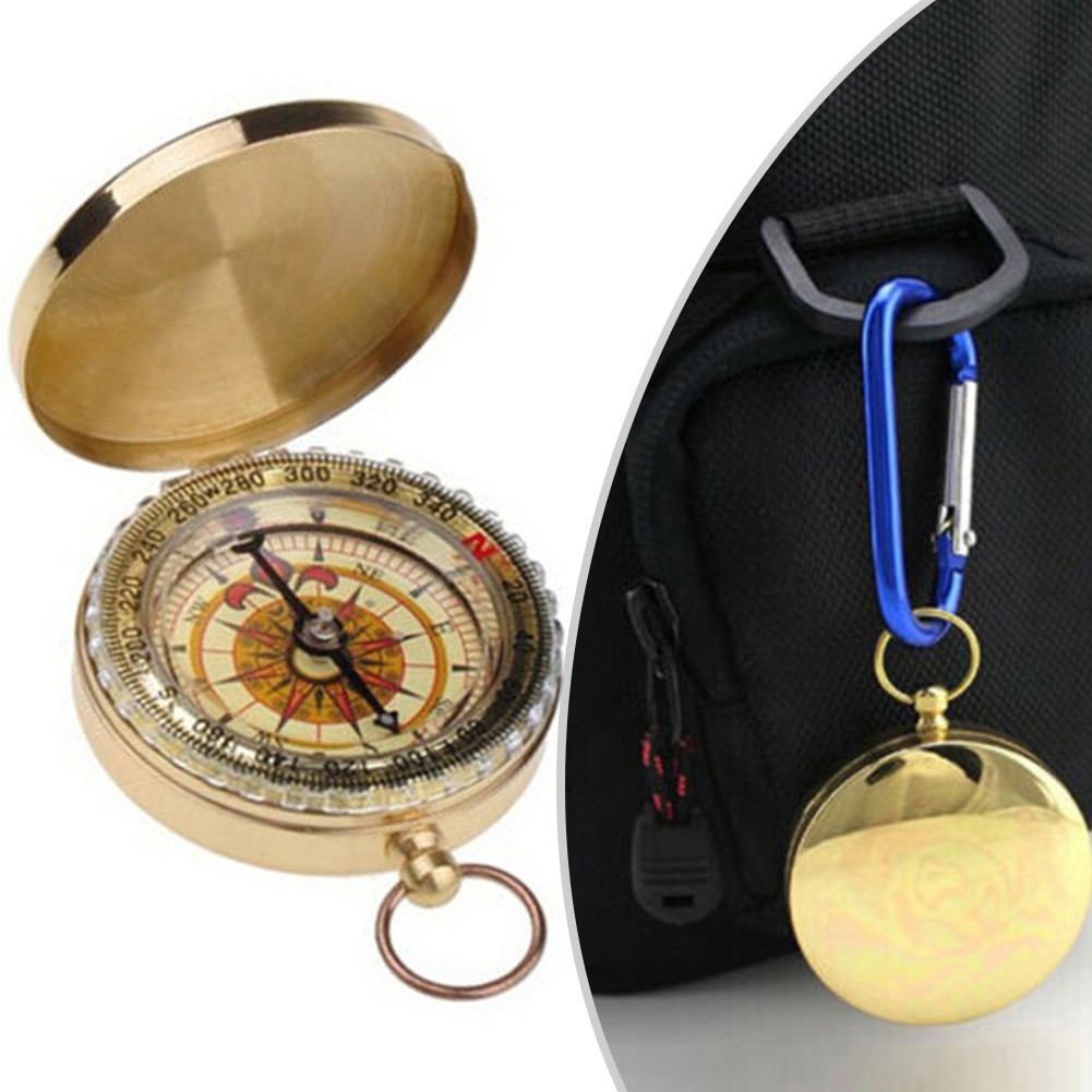 Hiking Pocket Brass Golden for Compass Portable Noctilucent for Compass