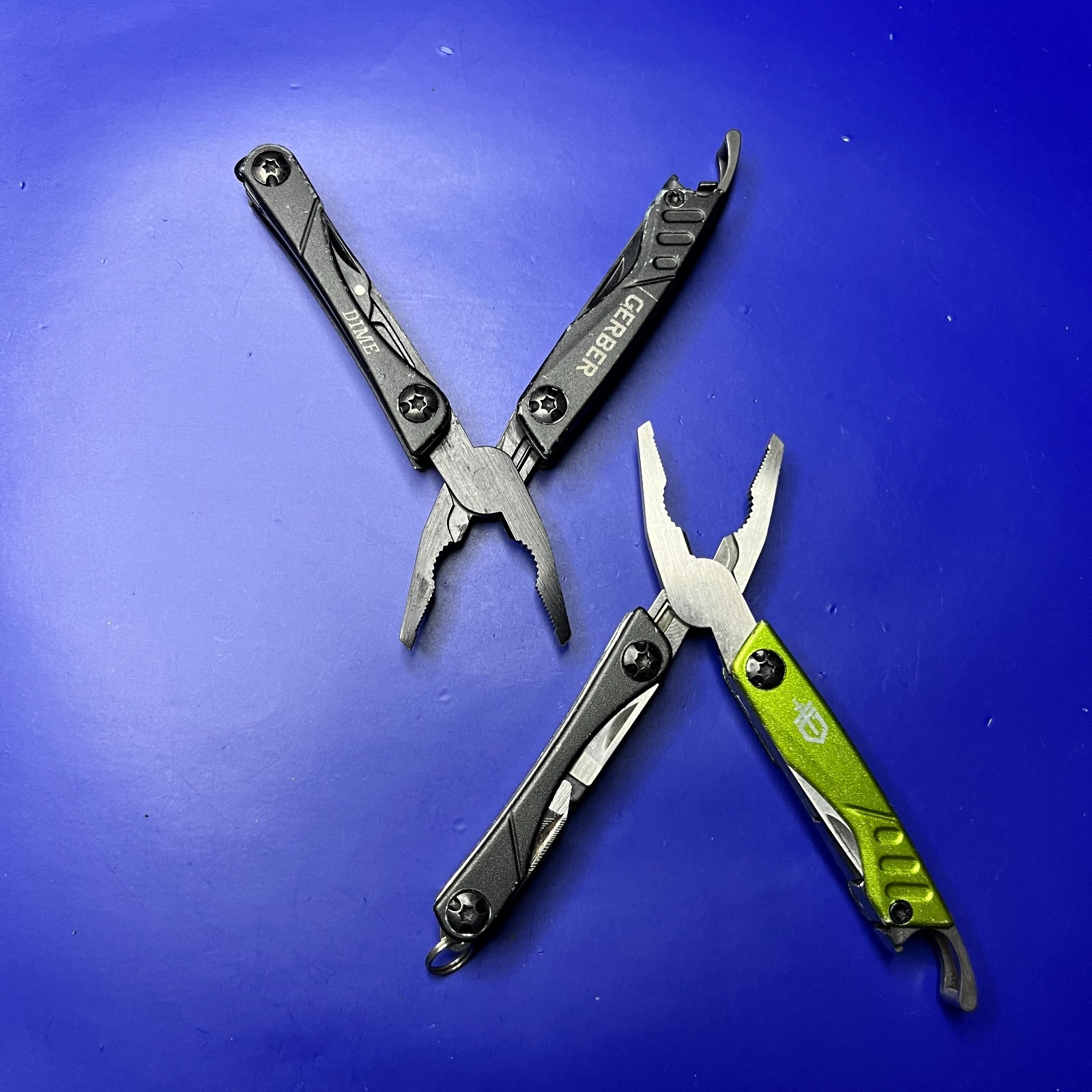 Lot of 2 Gerber Dime Multi-Tools Small Keychain Pliers Knife File Scissors