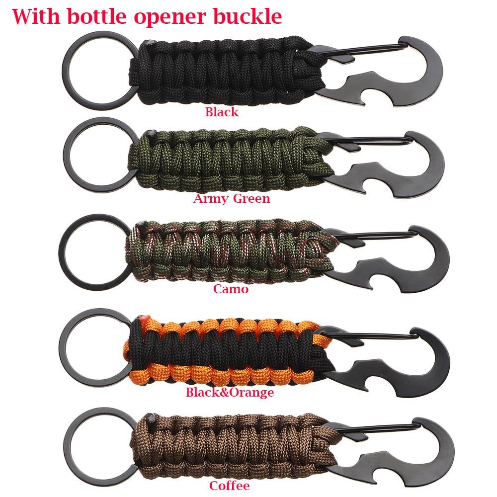 Outdoor Paracord Keychain Carabiner Survival Clip Camping Bottle Opener Tool
